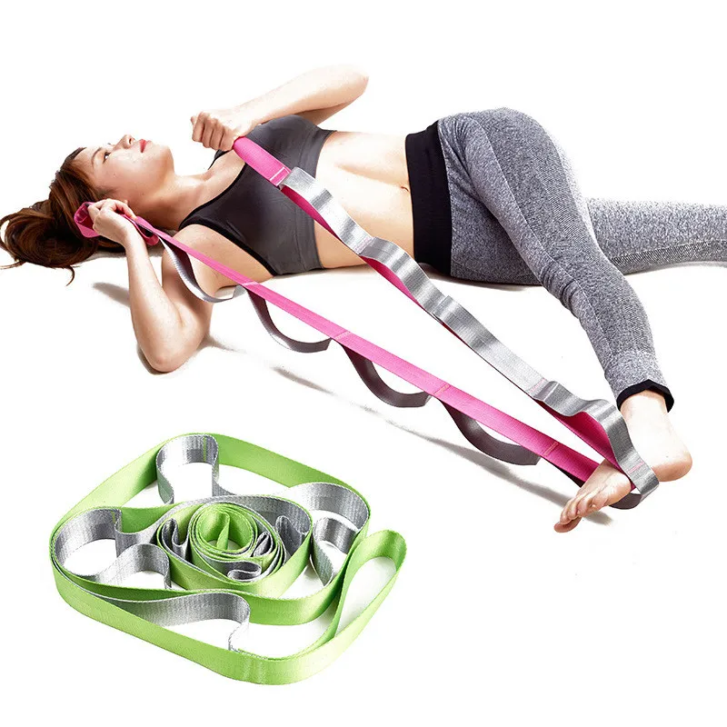 Yoga Straps Stretching Strap with 12 Loops Workout Poster Long Stretch Out Bands  for Stretching Physical Therapy Equipment