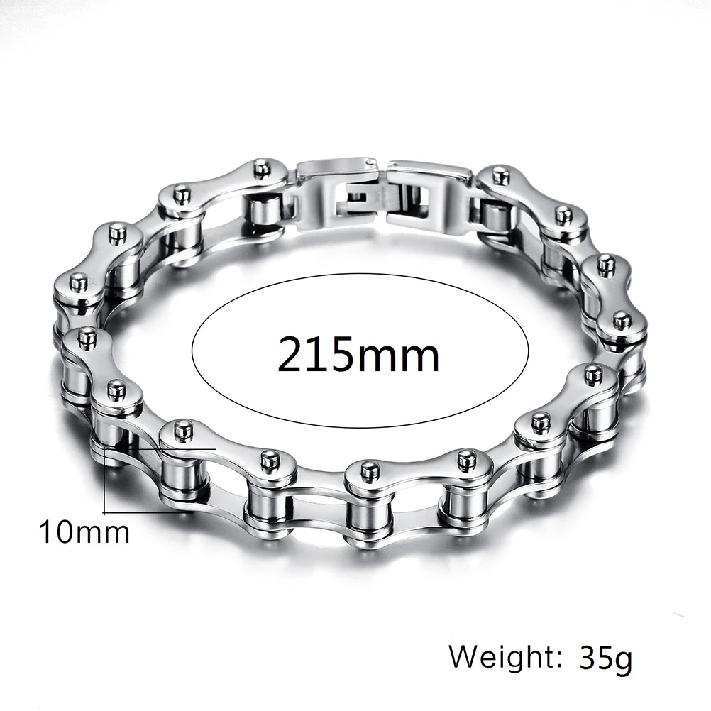1PCS Punk Stainless Steel Bracelet Men Biker Bicycle Motorcycle Chain Bracelets 8.5