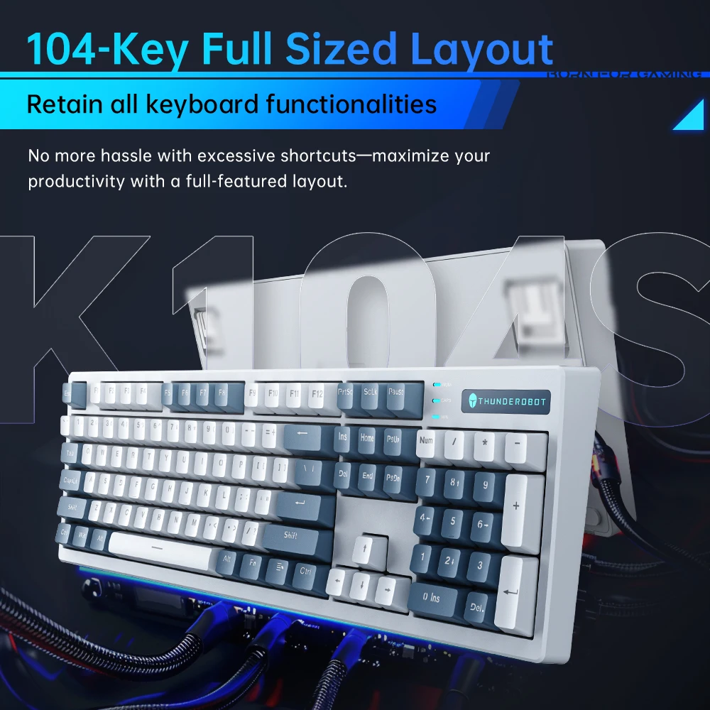 Thunderobot K104S คีย์บอร์ดขนาดเต็ม 104 คีย์สํานักงานคีย์บอร์ด ABS Shine-ผ่าน Keycaps สําหรับ PC แล็ปท็อป