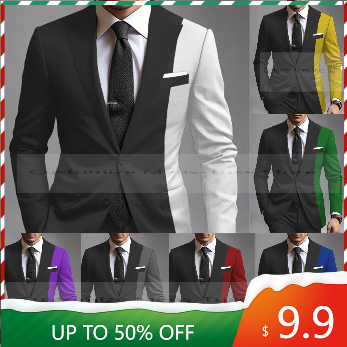 

2025 Men Suit Slim Fit Peak Lapel 2 Piece Set Business Casual Workwear