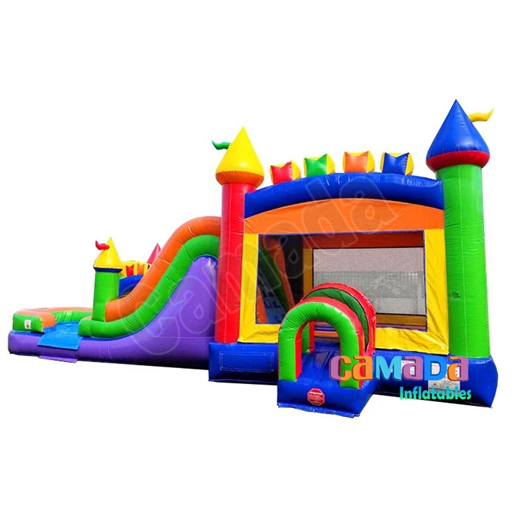 

Rainbow Giant Inflatable Castle Slide Combo Fun Backyard Inflatable Pool Slide