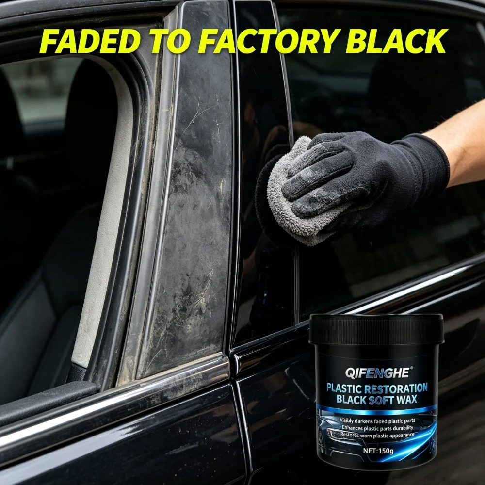 150g Car Plastic Restoration Black Wax, Darken Faded Parts, Enhance Durability & Restore Appearance