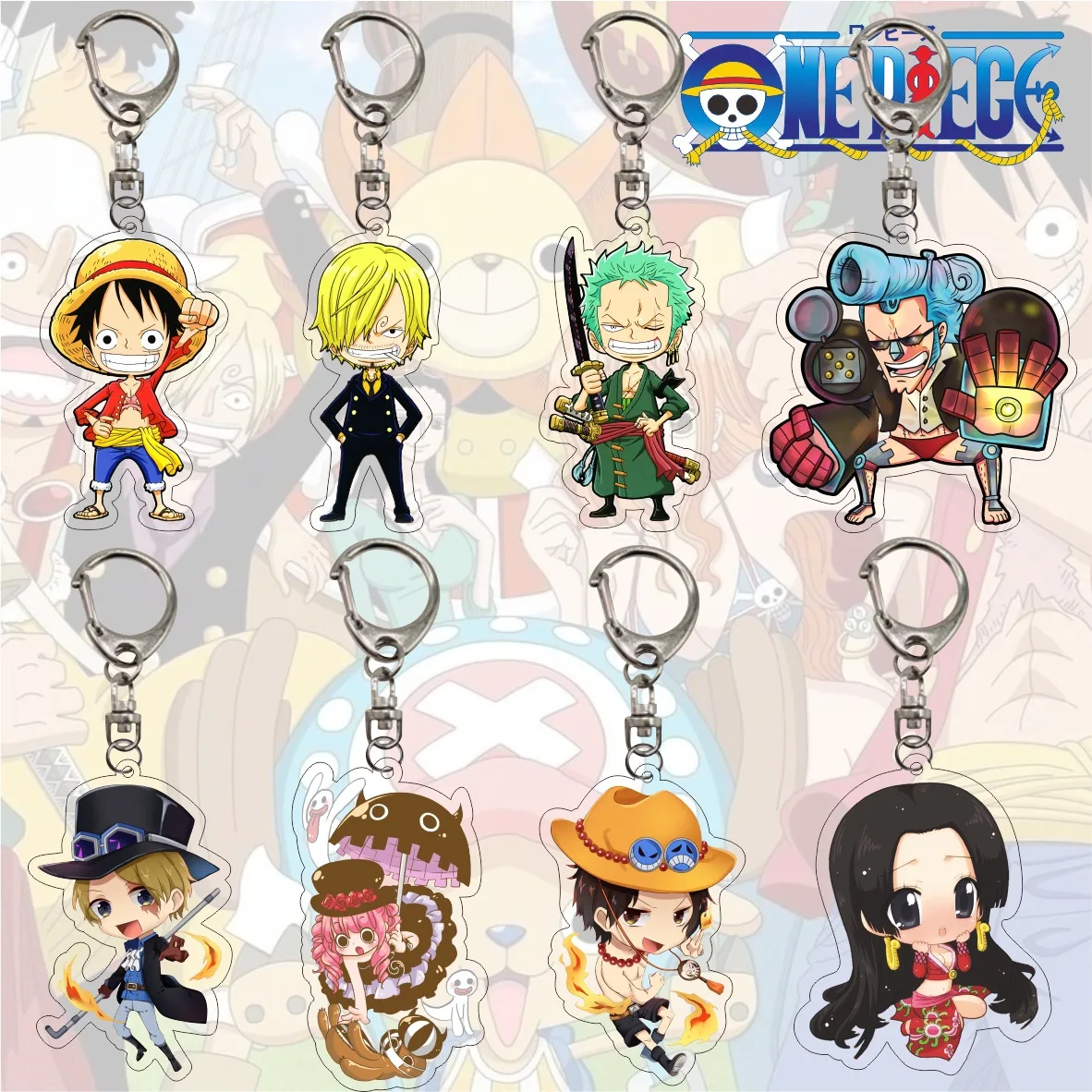 One Piece Anime Keychain Cartoon Figure Monkey D Luffy Roronoa Zoro Acrylic Badge Pendant Keyring Kawaii Jewelry Accessories