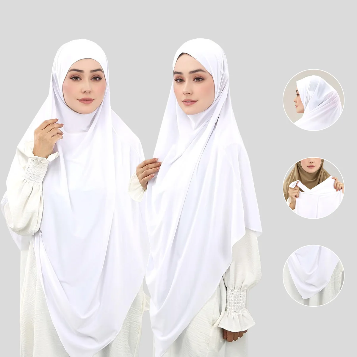 Hijab instantáneo étnico musulmán sólido grande para mujer Jersey elástico Hijab islámico Malasia listo para usar turbante Khimar Headwraps