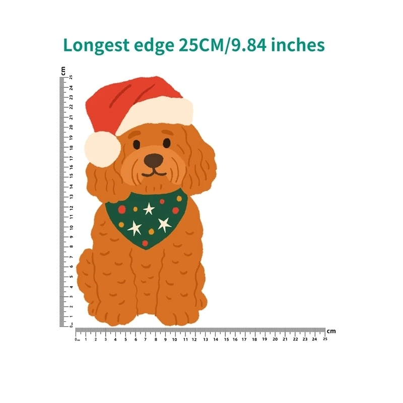 25 سنتيمتر الكرتون عيد الميلاد الكلب ملصقات نقل الحرارة DTF الحديد على نقل بقع للأطفال الكبار الملابس الديكور #4