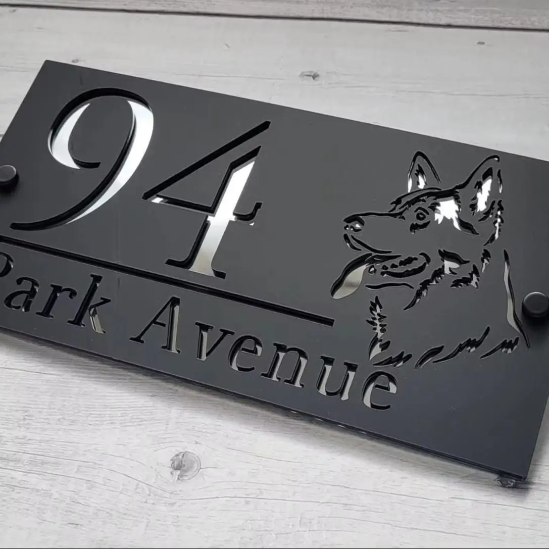 House Address Numbers Modern House Sign Personalized Custom House Number Dog House Signs Door Rectangle 3D Number Plaques