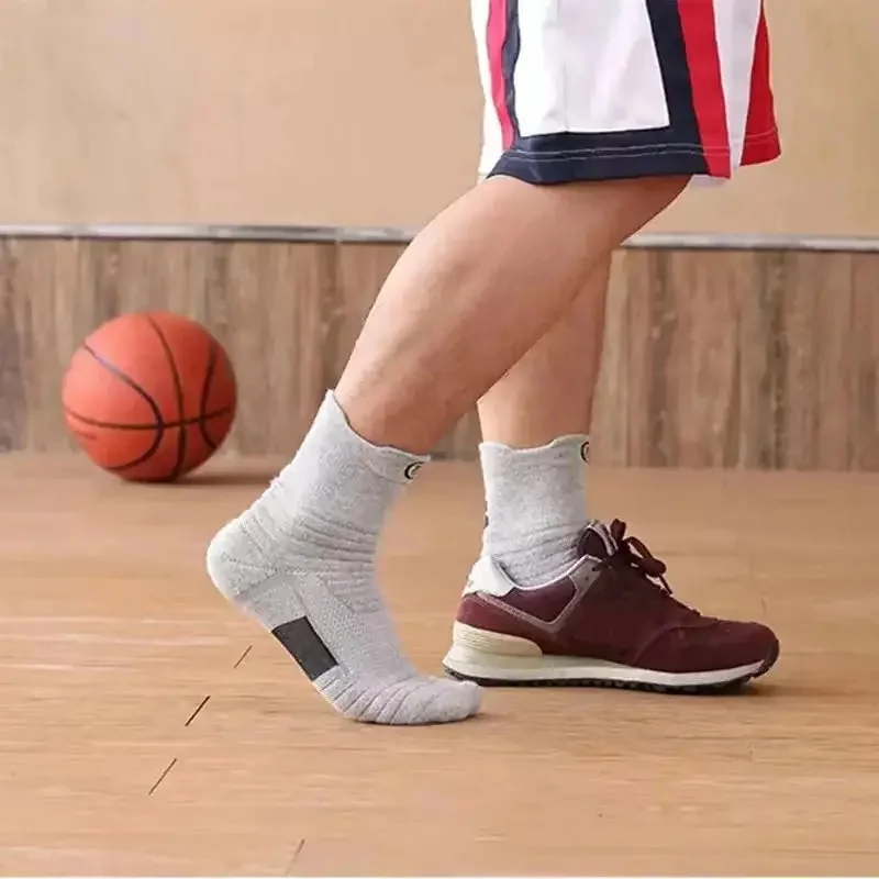 6Pairs/Lot Men's Sports Cotton Socks Non-slip Absorbent Breathable Mid-tube Socks Outdoor Football Basketball Compression Socks