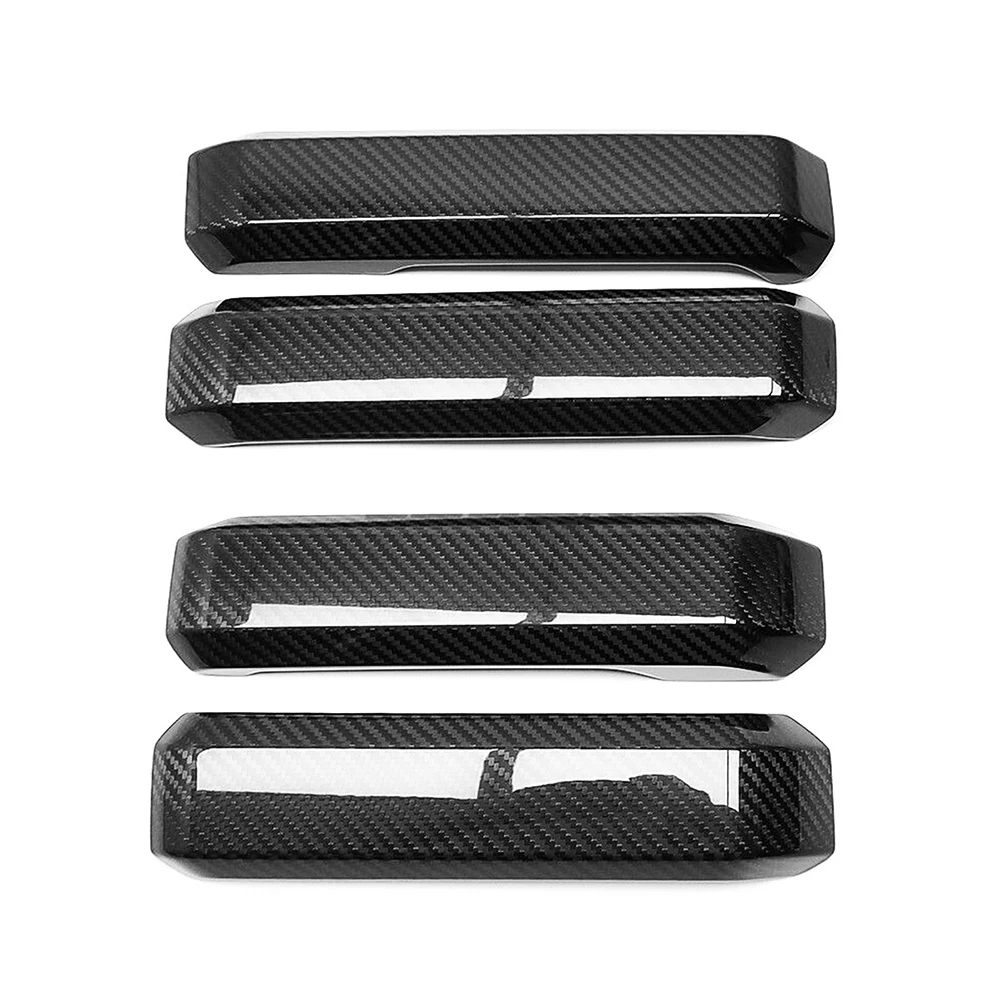 Car Real Dry Carbon Fiber Interior Inner Door Pull Handle Trim Cover Frame Decoration Sticker Panel For Ford Raptor F150 2015-20