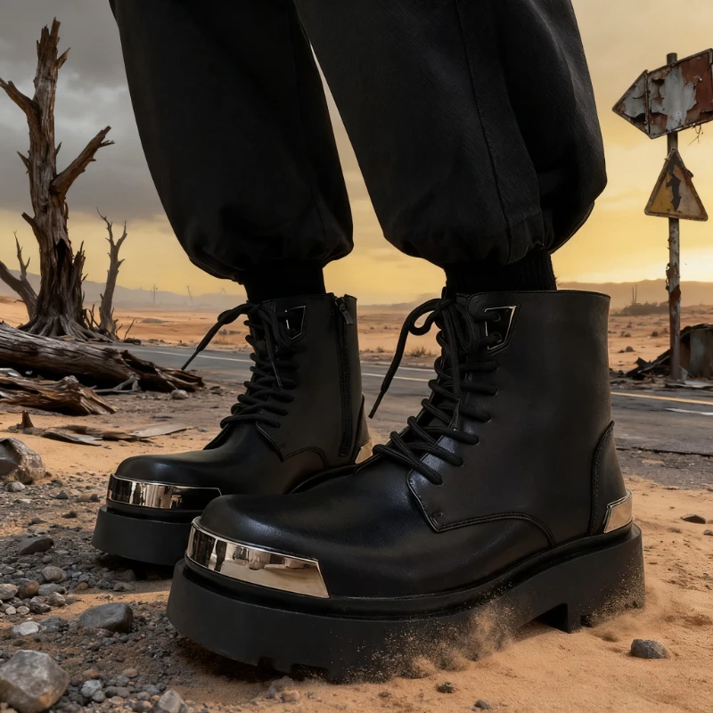 

Мужские кожаные ботинки на толстой подошве, весенне-осенние уличные ботинки для отдыха, модные дизайнерские мужские высокие повседневные туфли на молнии