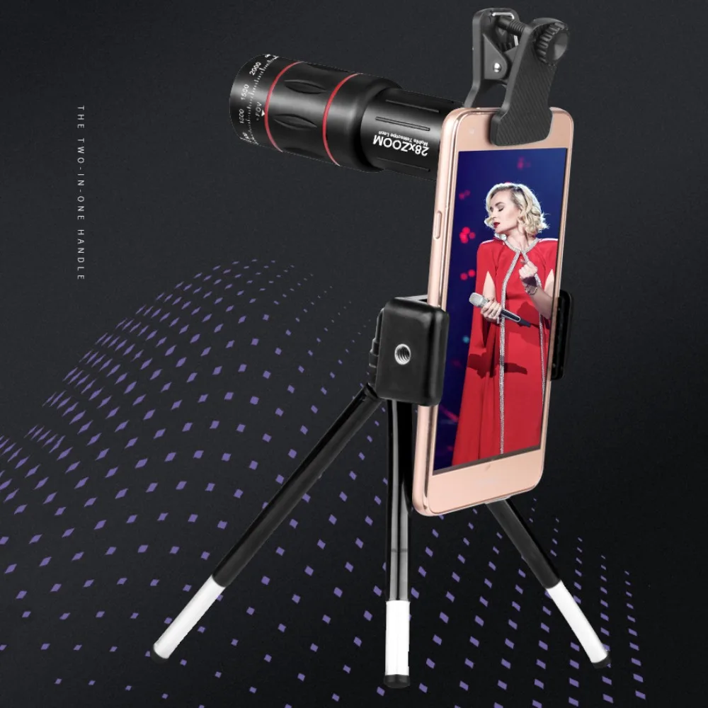 Universal HD Optical Cell Phone Lens Monocular Telephoto Lens Monocular Zoom Cell Phone Lens Tripod 18x25 Mobile Phone Lenses