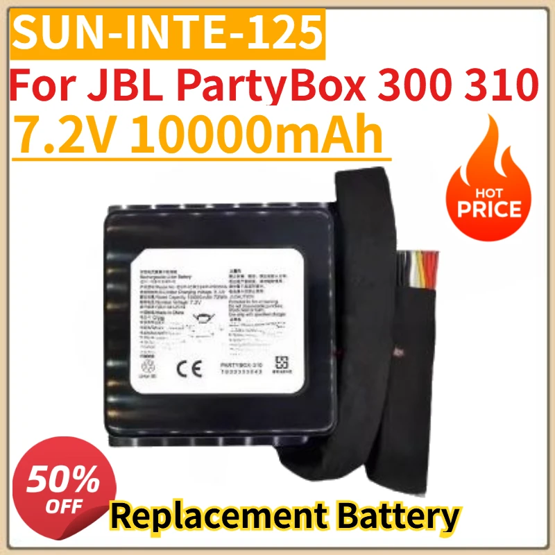 

High Quality New SUN-INTE-125 7.2V 10000mAh Battery For JBL PartyBox 300 310 Bluetooth Speaker Battery