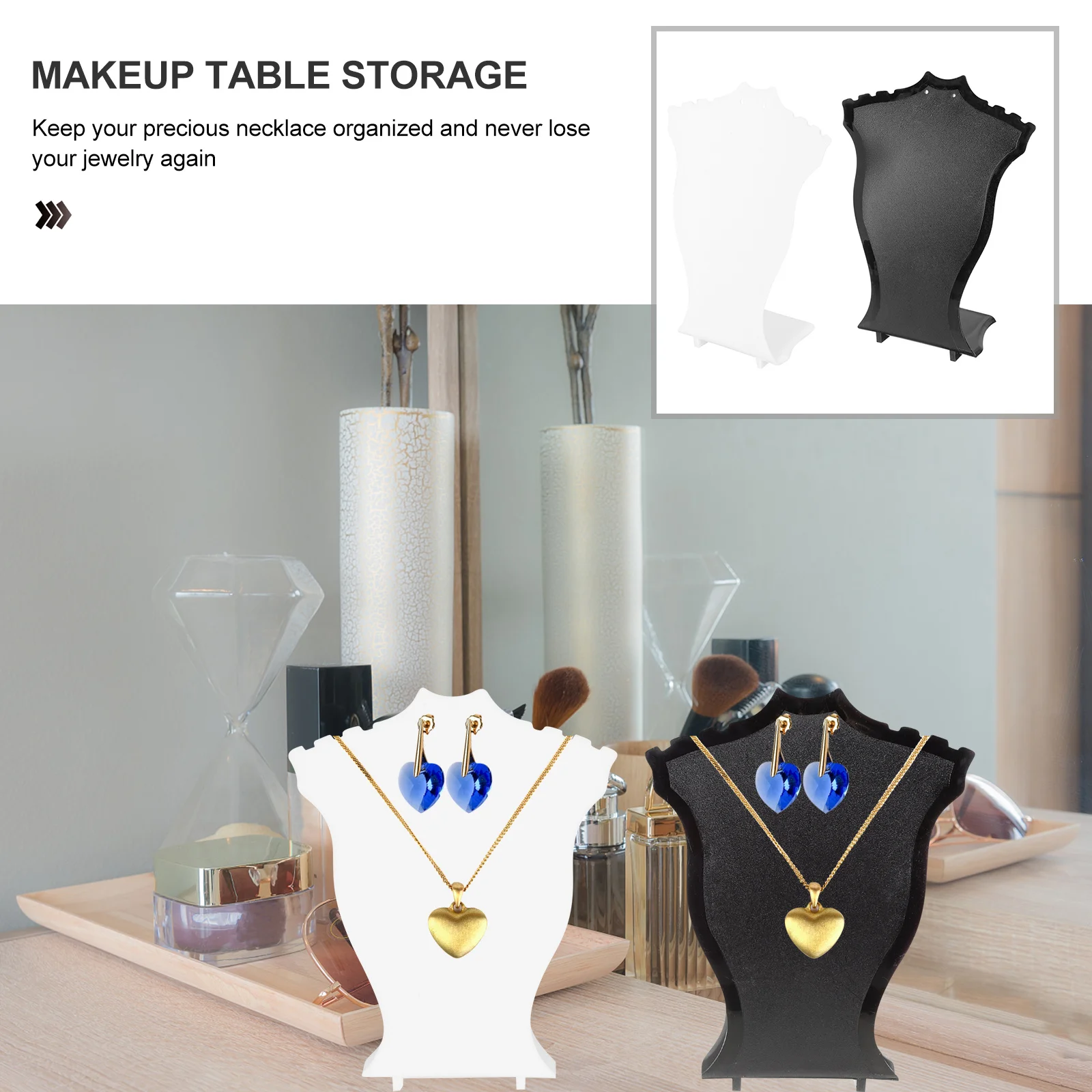 

2Pcs Necklace Jewelry Holder Display Stand Bust Organizer for Retail Boutique Shop Home Use Necklace Display Boutique Supplies