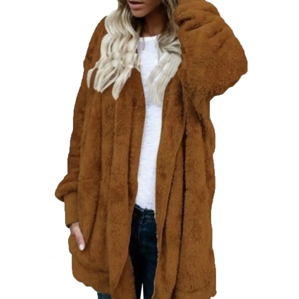 

Fashion Winter Women Hooded Coat Cardigan Jacket Casual Loose Long Sleeve Faux Fur Jacket