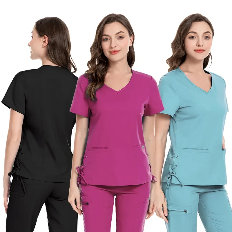 

Hot Sale Anti Wrinkle Washable Soft Fabric Nurse Scrubs Hospital Uniform Medical Scrubs Women Jogger Scrubs Sets Pair