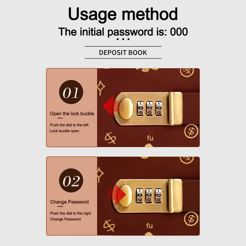 돈 절약 100개 봉투 저축 챌린지 PU 대용량 저축 챌린지 시트 비밀번호 잠금 장치 포함 하룻밤에 부자가 되기