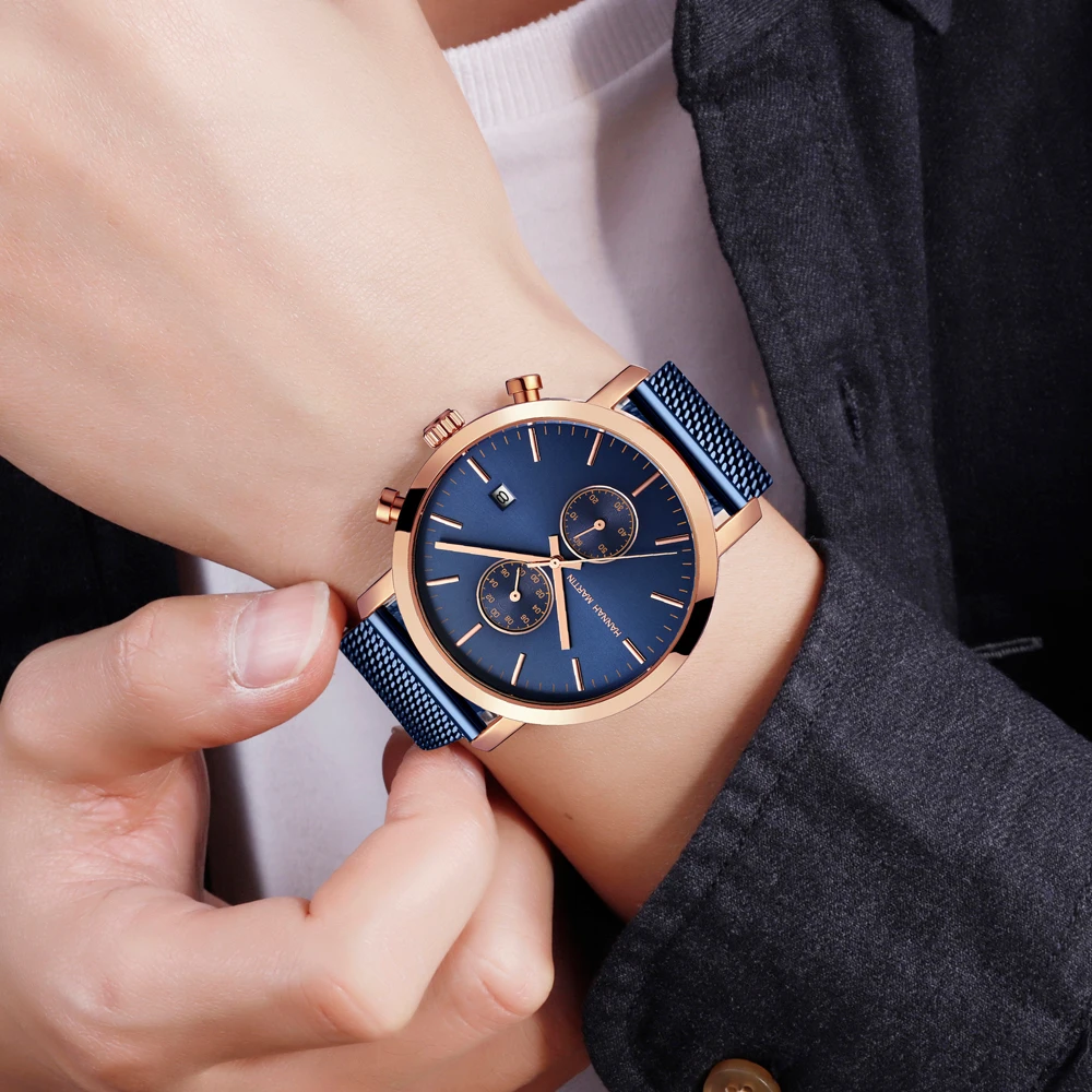 Stainless Steel Men Watch With Multifunctional Dial Fashionable Analog Timing Clock Original Quartz Movement Men Sports Watches
