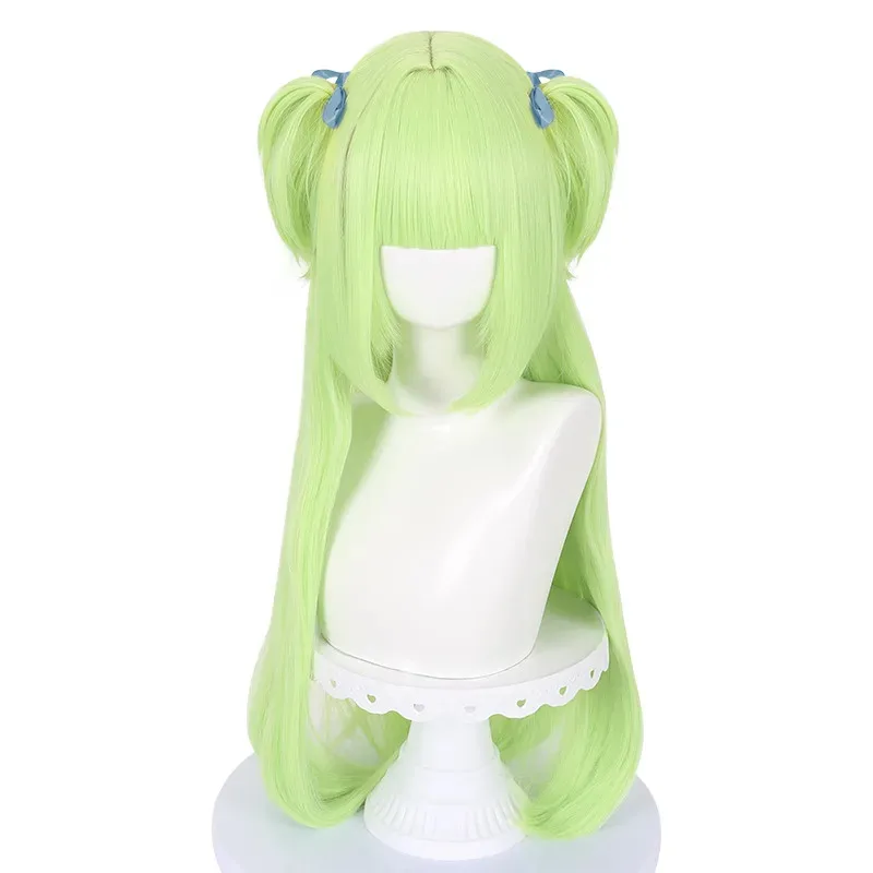 Qifei Game Qianlian Wanhua Cong Rain Cos Wig Cyan Long Hair Simulation Scalp Integrated Braid 100cmcosplay