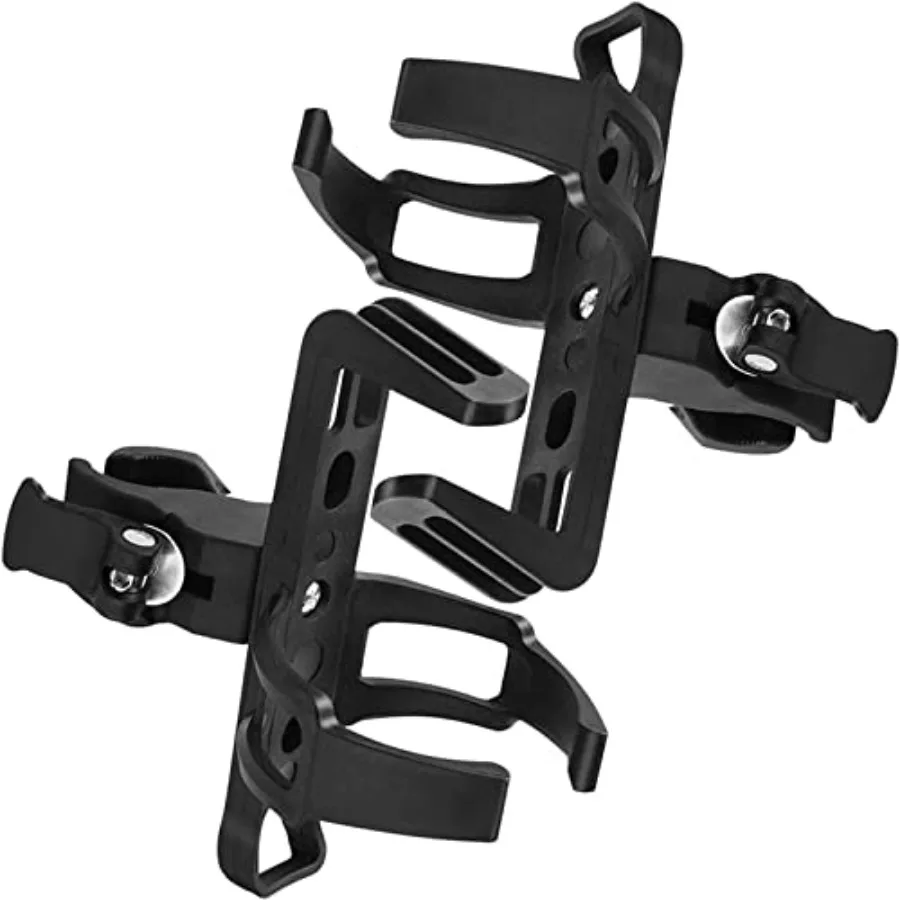 

Bike Bottle Holder for Cycling MTB Stroller Walker, Black Aluminum Alloy, 360 Rotating Adjustable Universal Water Cup Cage, 2 P