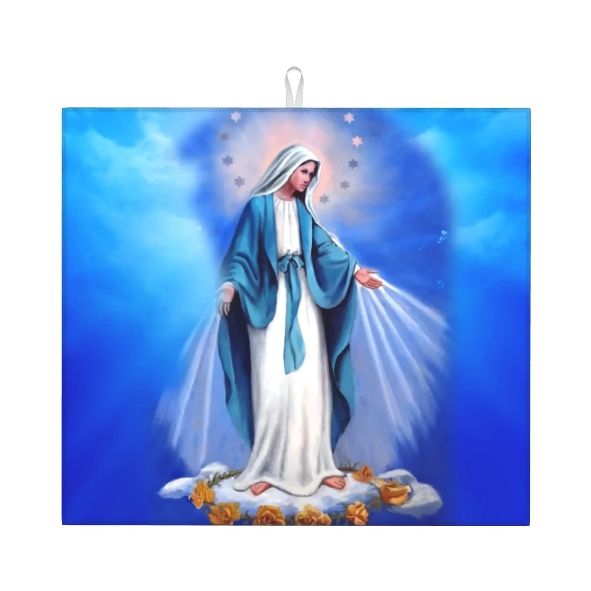 Catholic Virgin Mary Non‑Slip Waterproof Absorbent Barware Tableware Oil Proof Reusable Our Lady of Fatima Mat For Kitchen