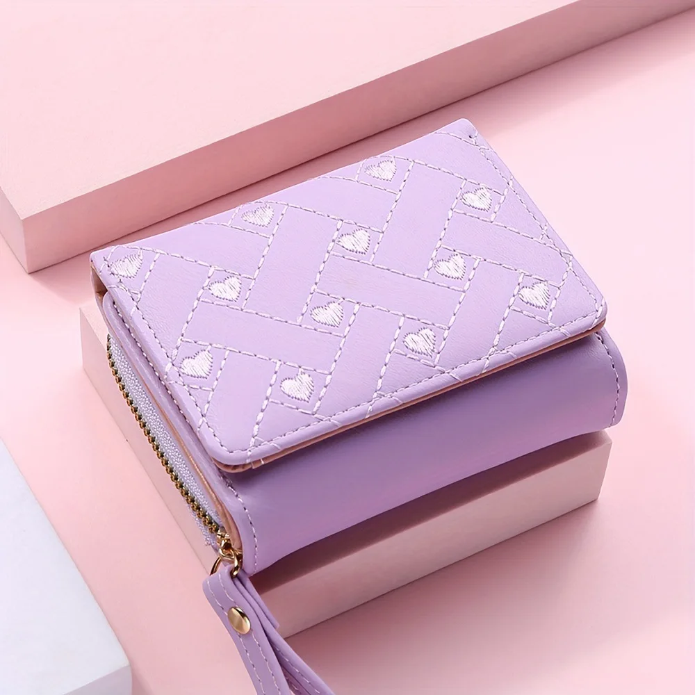 Ladies embroidered everything short cute wallet three discount multi-card card bag