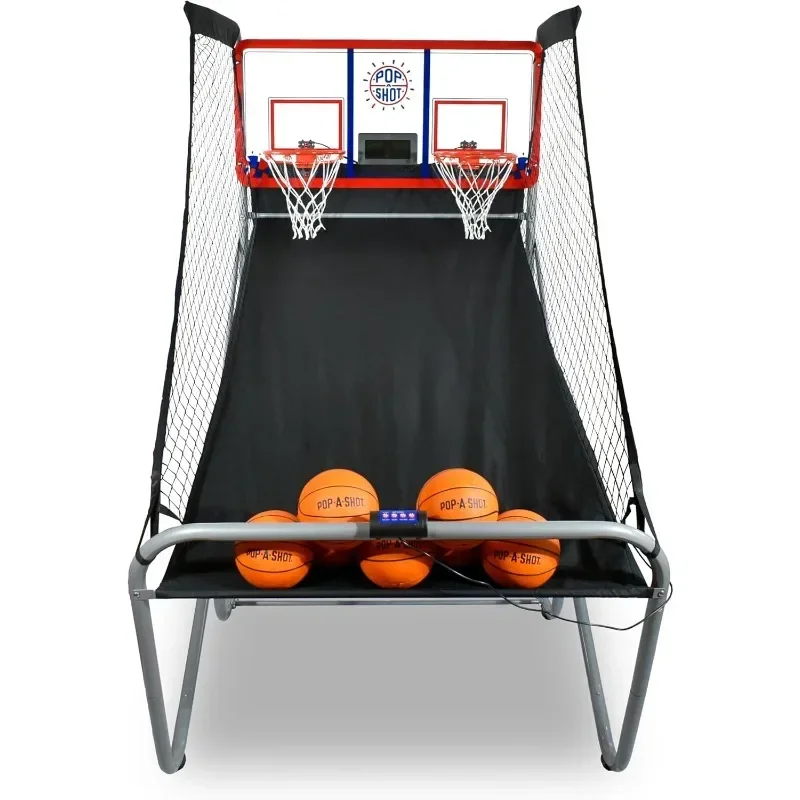 Pop-A-Shot Indoor/Outdoor Dual Shot Arcade Basketball Fun Inside or Out Sensor Scoring 16 Game Modes 7 Balls | Foldable Storage