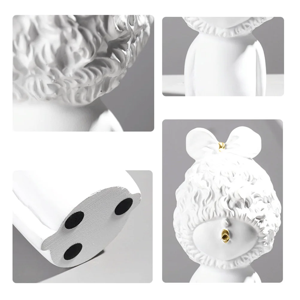 

Resin Girl Figurines Crafts Home Office Decor Sculpture Baby Pacifier Statue Ornaments Girl Resin Decorative Bowknot