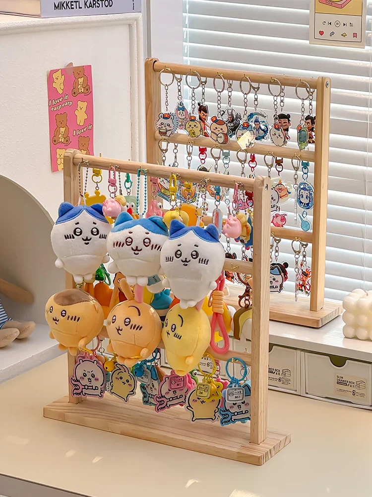 2026 New Wood Keychain Hanger Pendants Display Rack Jewelry Bracelets Earrings Holder Necklace Display Stand Jewelry Display