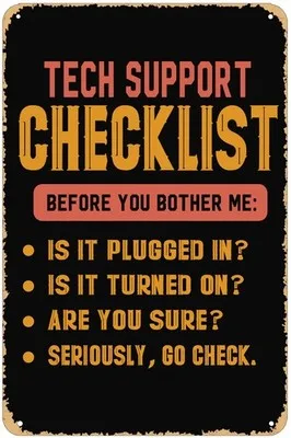 Funny Tech Support Tin Signs Kitchen Retro Vintage Decor Metal Bar Coop Retro... Metal Sign