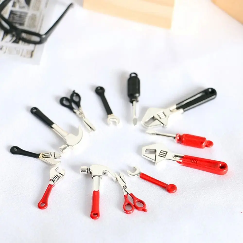 DIY Toy 1:12 or 1:6 Miniature Repair Kits Model Toys Hand Tools Dollhouse Hammer Alloy Simulation Doll Wrench Playing House