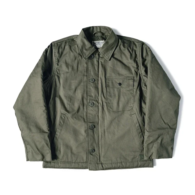 Non Stock USN A-2 Deck Jacket Vintage Workwear Sherpa Lining Field Coat Army Green