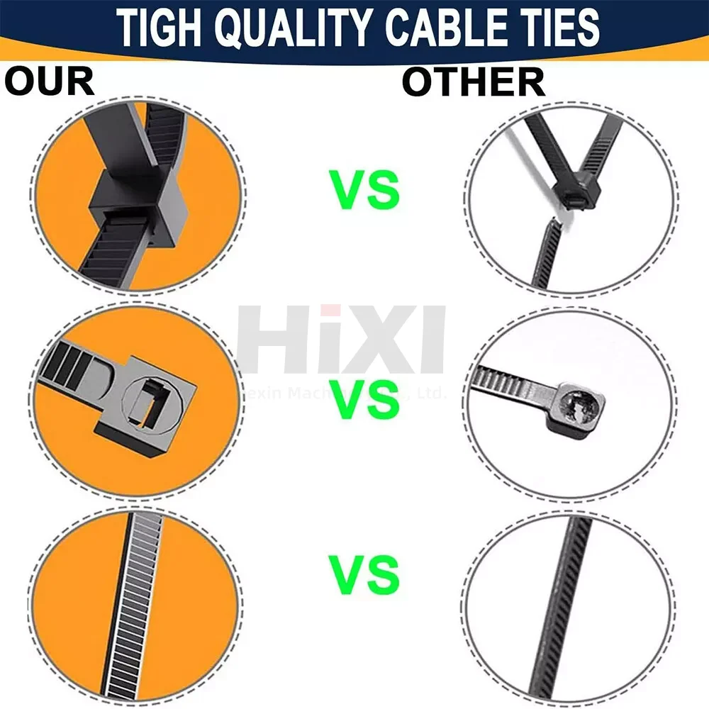 สายรัดไนลอนแบบล็อคตัวเอง Zip Ties Wraps สีดํา/ขาวสําหรับการมัดและการยึด