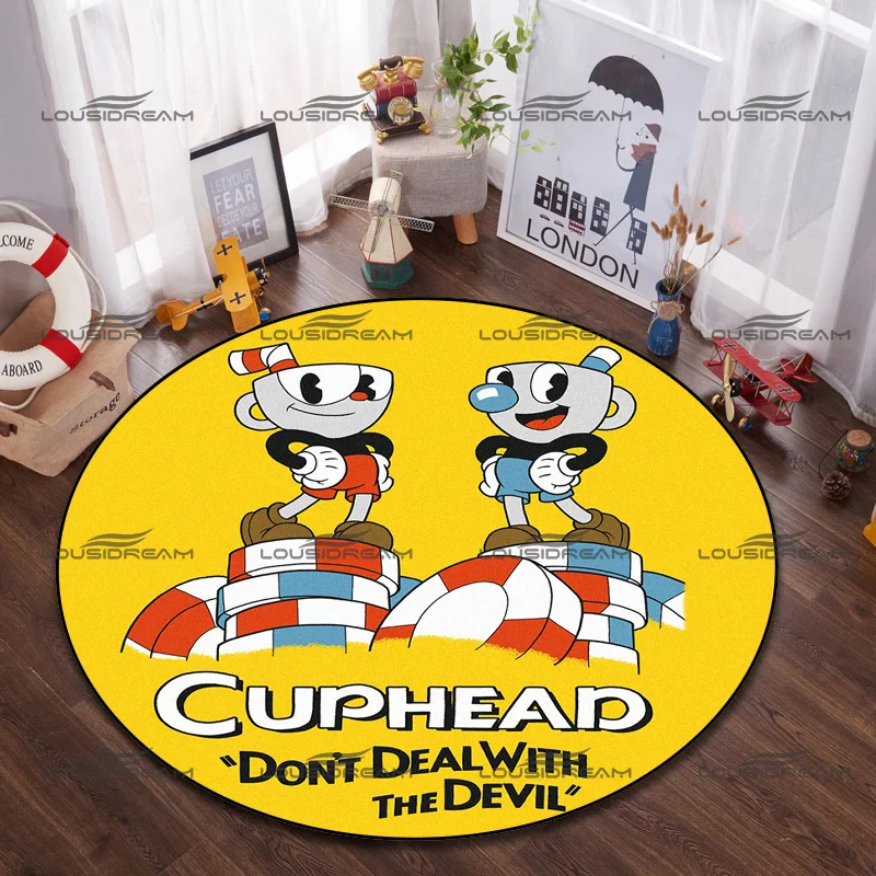 Klassieke Cartoon Game Karakter Patroon Tapijt Ronde Cuphead Tapijten Flanel Moderne Mode Tapijt Indoor Home Decor Vloermatten