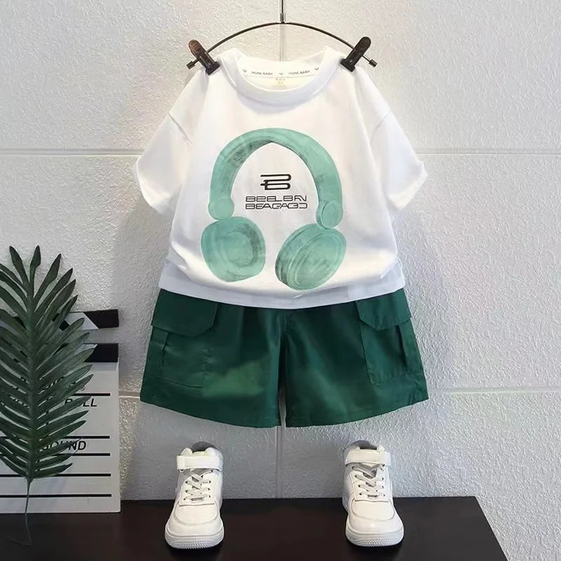 

Детская одежда, одежда для маленьких мальчиков и девочек, летняя модная рубашка с короткими рукавами для танцев в стиле хип-хоп + шорты с карманами, эксклюзивный детский костюм из 2 предметов