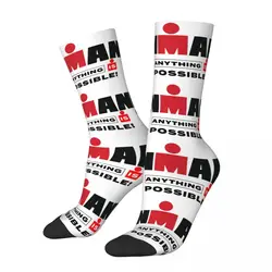 Calcetines estampados antideslizantes para hombre y mujer, medias con diseño de logotipo de maratón, Triatlón