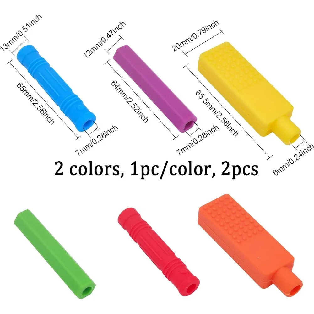 6Style Silicone Pen Toppers Pencil Tip Cover for Office School Supplies Mixed Color