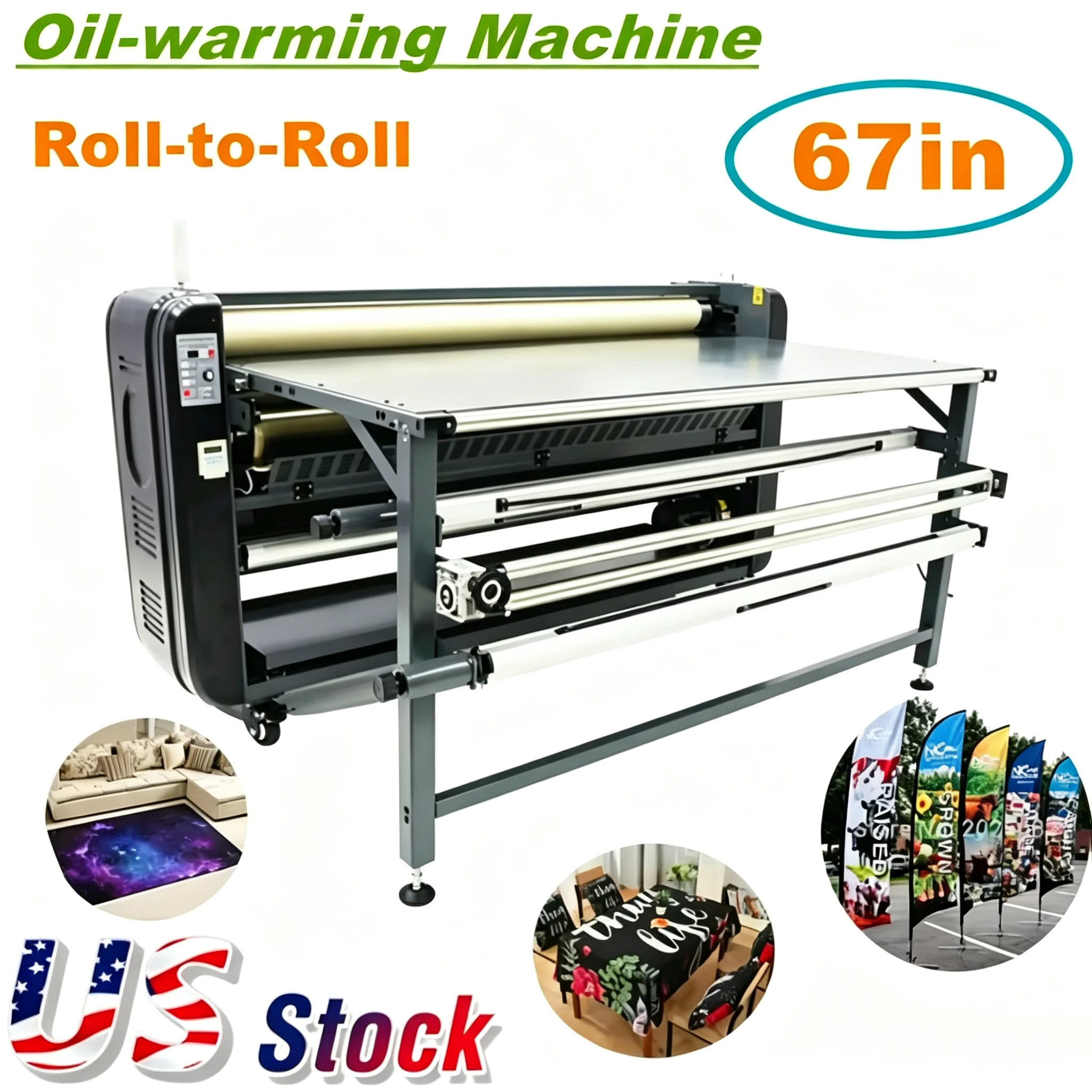 US Stock Qomolangma 1700mm (67in) Roll-to-Roll Large Format Heat Transfer Machine (Oil-warming Machine)