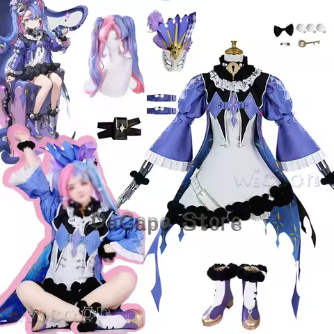 Wuwa ROCCIA Cosplay Costume Wig Wuthering Waves Anime Game Clothes Girls Uniforms Halloween Party Fancy Outfit Lolita Disfraz