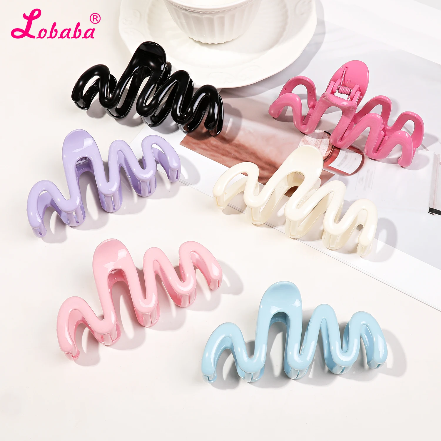 New Colorful Jelly Wave Hair Claw Clips,4.1 Inch Hairpin for Women Girls Thin Thick Hair,Big Banana Clips,Strong Hold jaw clips