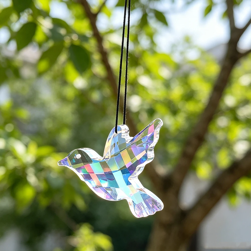 Lucky Hummingbird Crystal Suncatcher Hanging Glass Sunlight Shadow Dream Rainbow Maker Spiritual Car Pendant Window Garden Decor view 4