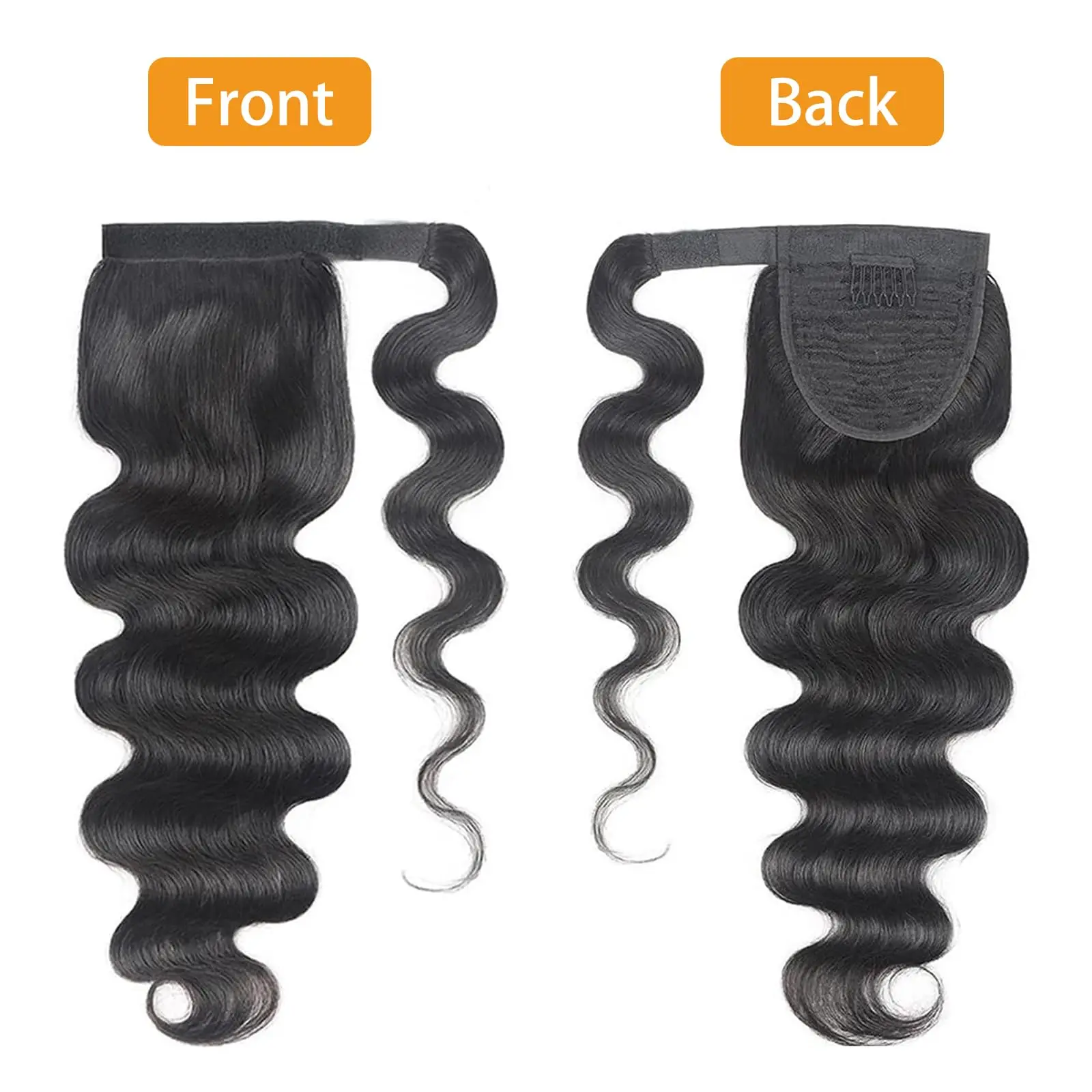 Body Wave Ponytail 8 to 32 Inches Machine Made Magic Wrap Around Clip In Ponytail Black Remy Brazilian Human Hair Extension