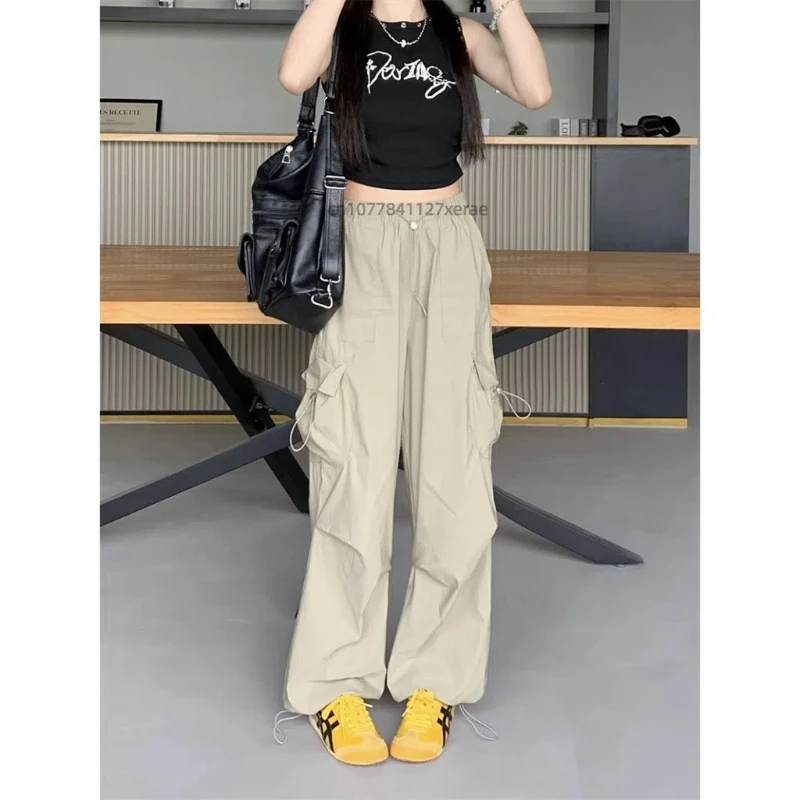 Street Dance Uniform, Solid Color Pants, Straight Leg Loose Retro Long Casual Pants, Women's Wide Leg Street Hip-hop Style