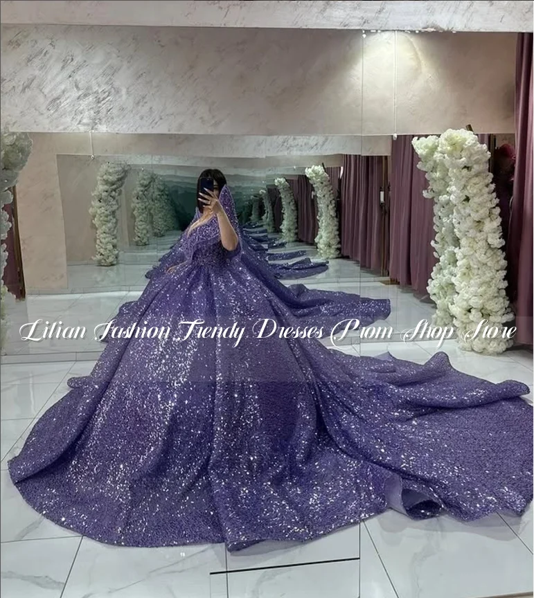 Sparkling Princess Cathedral Train Quinceanera Dress Personalised Plunge Set Diamante Sequins Mexican Queen Prom vestidos de 15