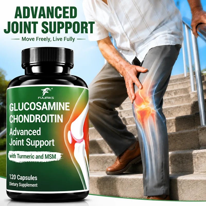 Glucosamine Chondroitin Capsules with MSM & Turmeric, Support Nourish Cartilage Tissue, Joint Lubrication Mobility & Flexibility