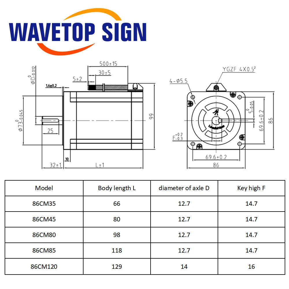 WaveTopSign Leadshine Nema34 Stepper Motor Driver Kits 8.5N.m 6A Shaft Size 12.7x32mm MA860C + 86CM85