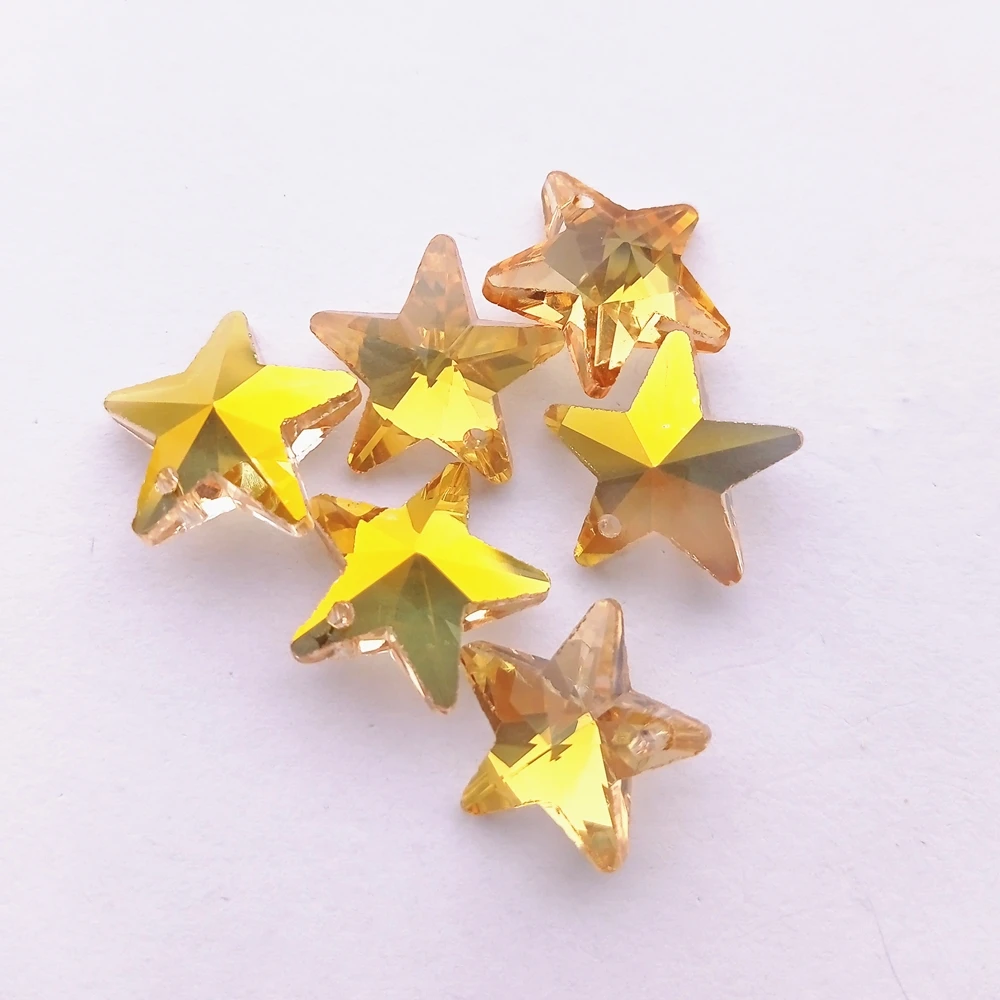 18MM Single Hole Glass Rhinestone Pendant Five Pointed Star Shape Glitter Crystal AB Diamond Stones for DIY Necklace Accessories