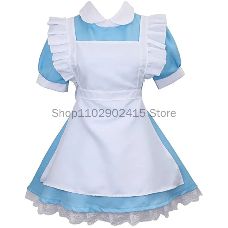 

Lolita French Maid Halloween Women Adult Anime Blue Party Dress Alice Dream Women Sissy Maid Cosplay Costume M-2XL