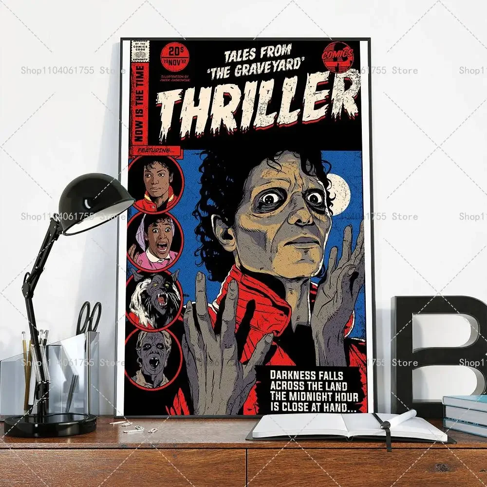 Poster mit beliebtem Sänger M-Michael Dancer J-Jackson Classics, selbstklebender, wasserfester Kunstpapier-Aufkleber für die Wanddekoration im Zimmer – Detail 6