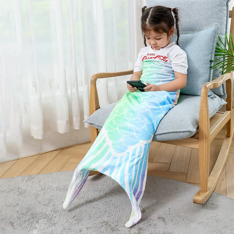 Flannel Mermaid Blanket Sleeping Blanket Adult Children Universal Mermaid Tail Blanket Children Sleeping Bag Shooting Props