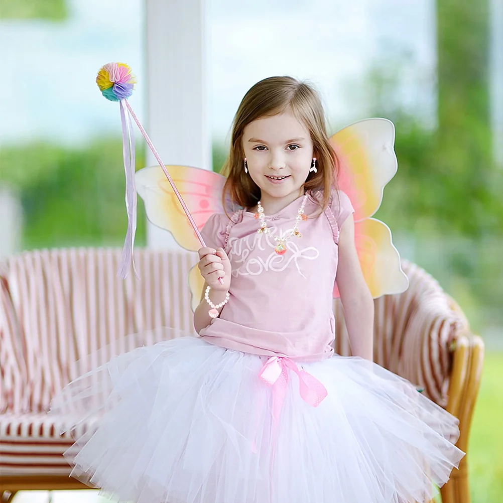 

1 set 1 Set Children Jewelry Set Pearl Shell Design Necklace Bracelet Ring Earring Hair Pin For Girls Warm Color Assorted Kids