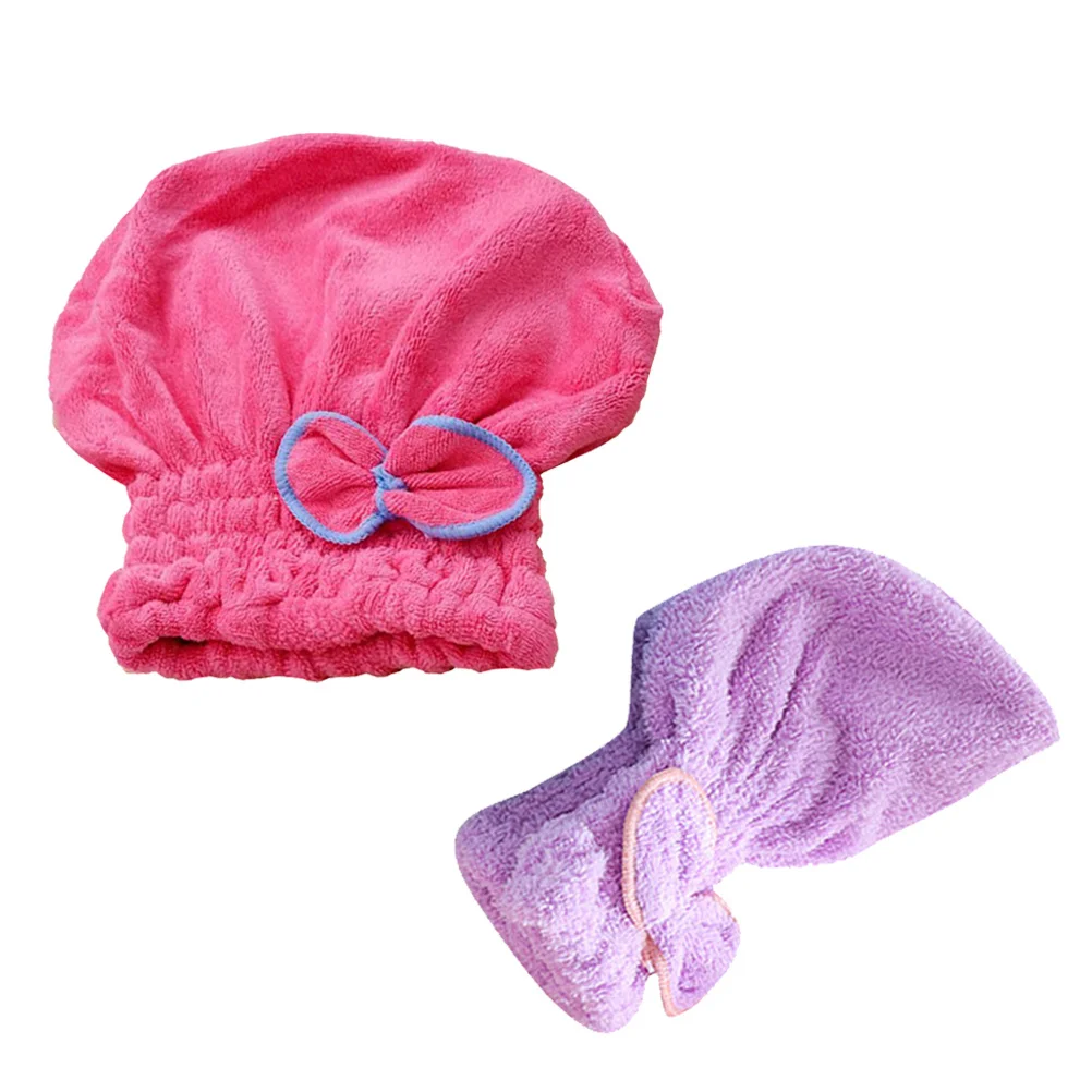 2Pcs Soft Absorbent Hair Drying Cap Large Fit Bath Hat for Women Fast Dry Towel Wrap for Shower Face Mask and Travel Use